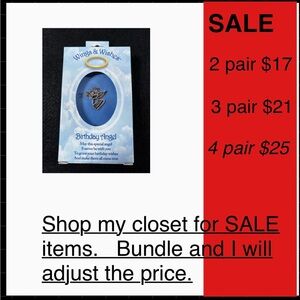 Vintage wings & Wishes Birthday Silver & Gold Birthday Angel Tac Pin- NIB